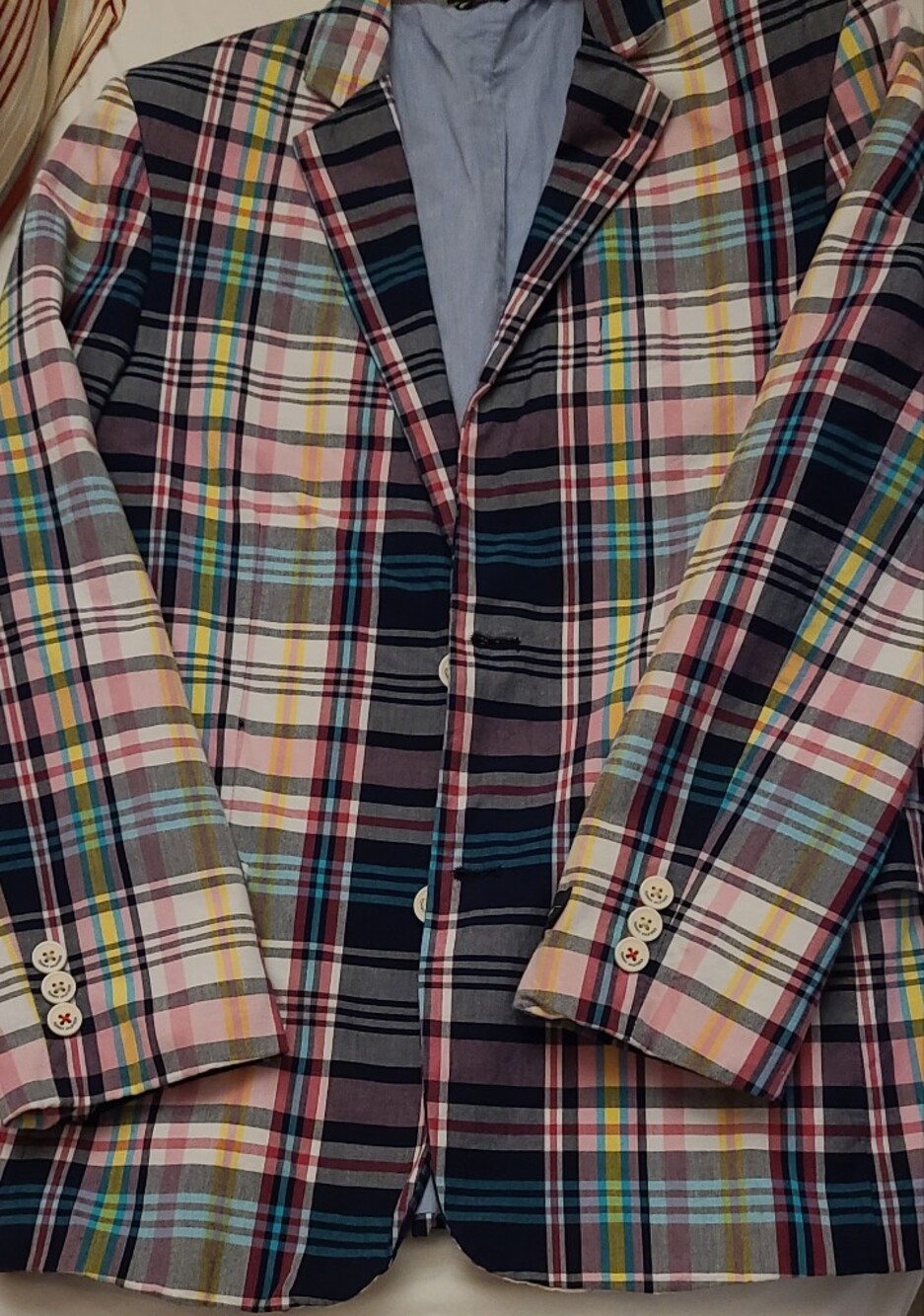 TOMMY HILFIGER Multi-Color Plaid Cotton Blazer